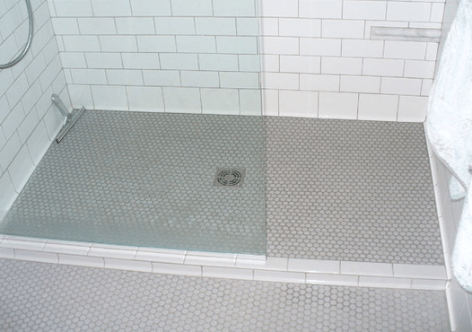 Floor Mosaics Grey Penny Rounds, Round Tile Shower Floor
